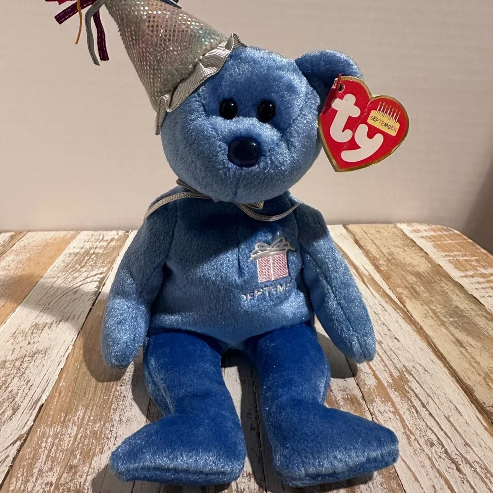 Blue Party Bear with Colorful Hat